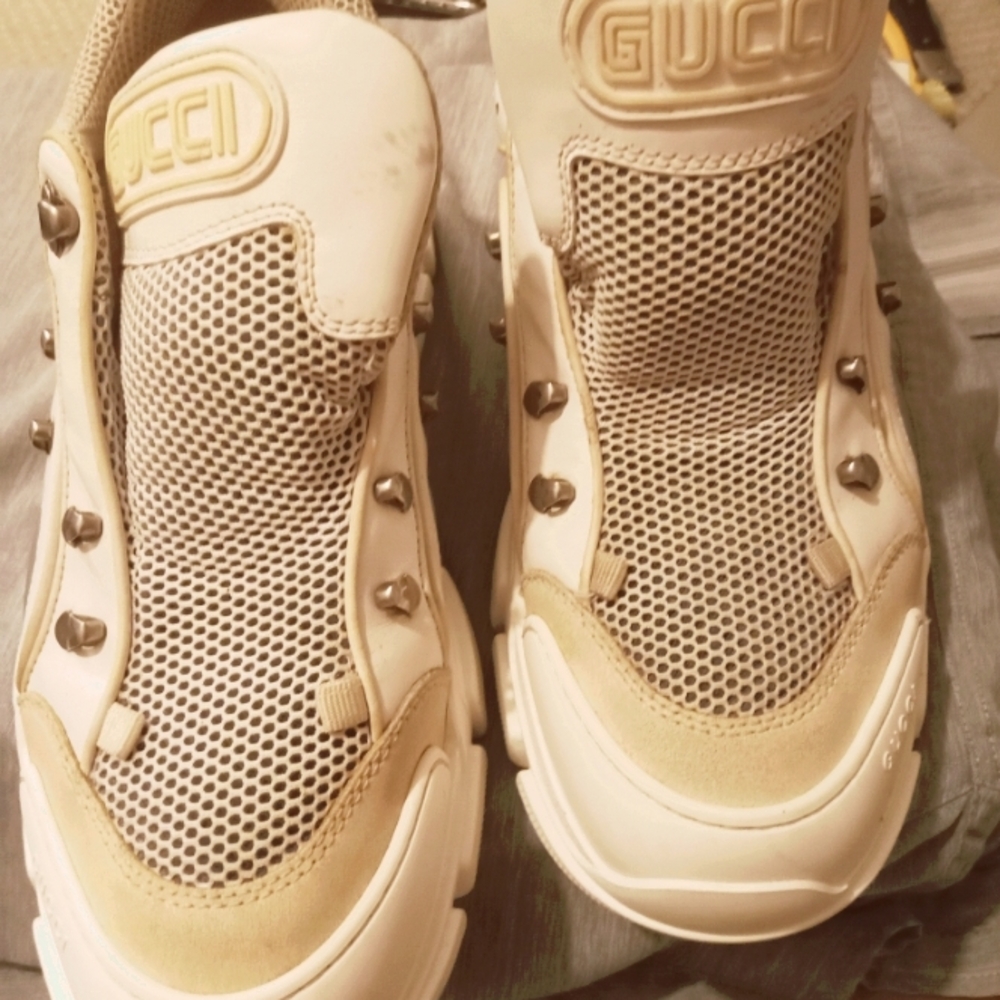 Gucci Cream and Tan Sneakers
